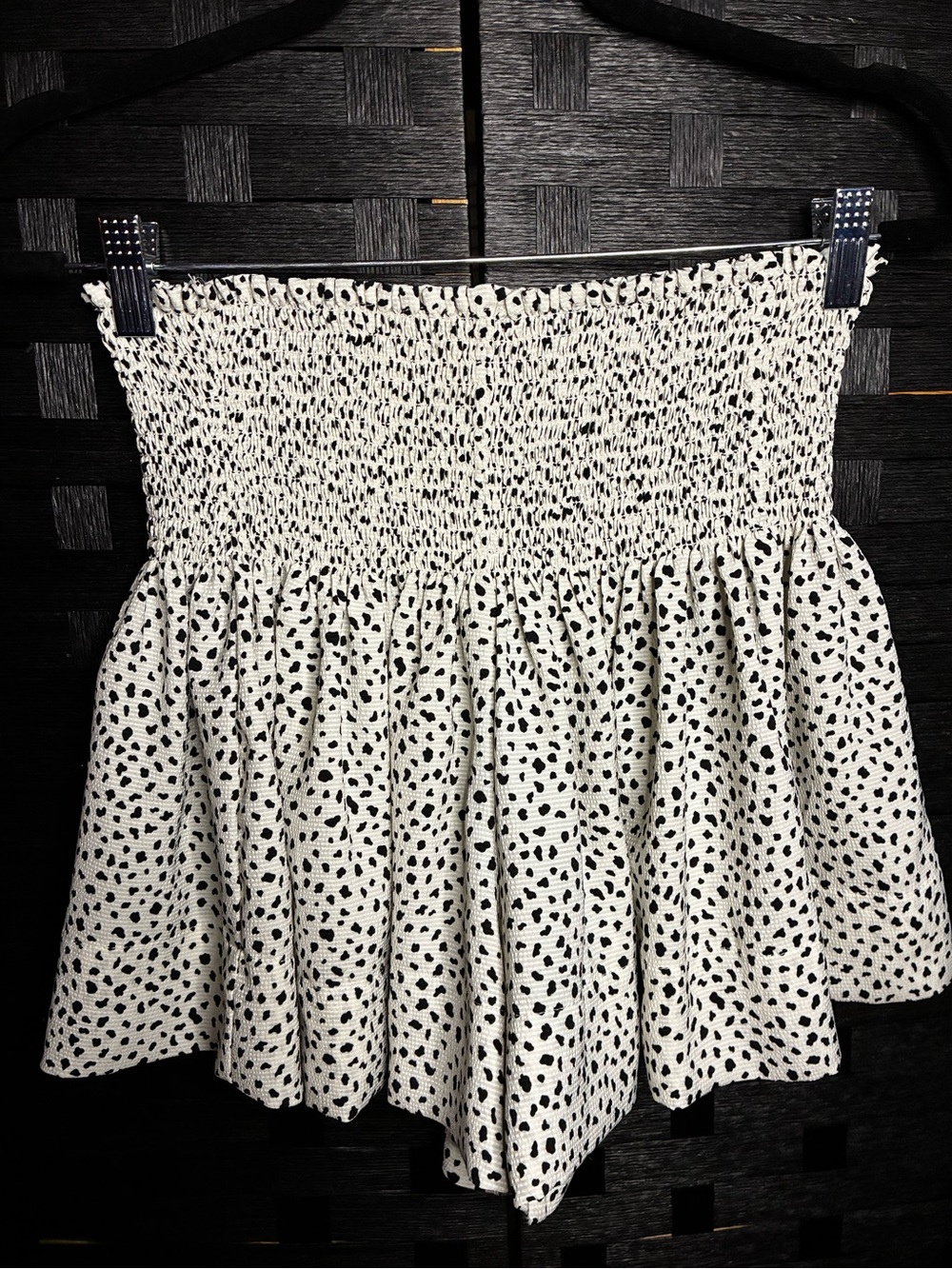 Black & White Smocked Waist Polka Dot Skort